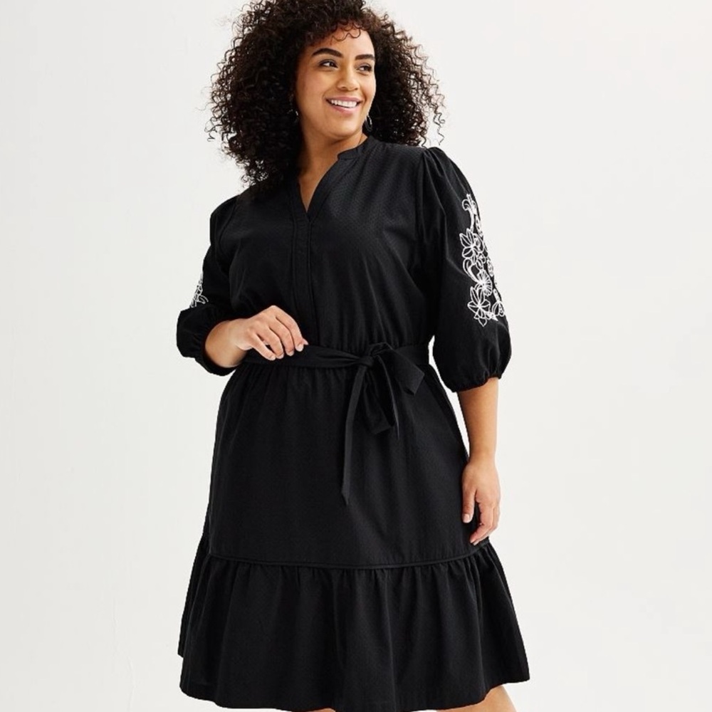 Draper James RSVP Embroidered Puff Sleeve Tie Waist Dress Women’s XS NWT NEW
